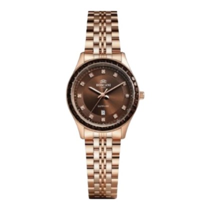 Roscani ROSWE534G4 Date Function 31MM  Brown Dial Rose Gold Stainless Steel Strap Analog Women Watch